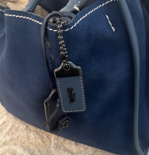 Authentic Coach Navy Blue Suede And Leather 1941 Rogue 36 Tote Bag - Picture 11 of 16